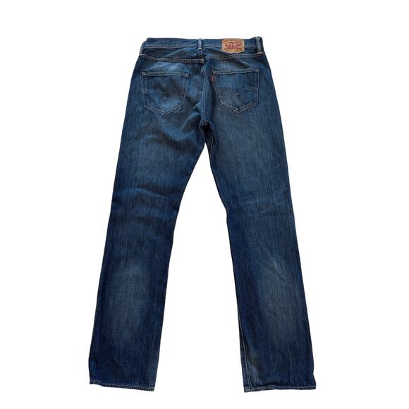 Levis 501 Jeans Mens 34x34 (32x33) Blue Original Fit Button Fly Denim Distressed - Picture 3 of 13